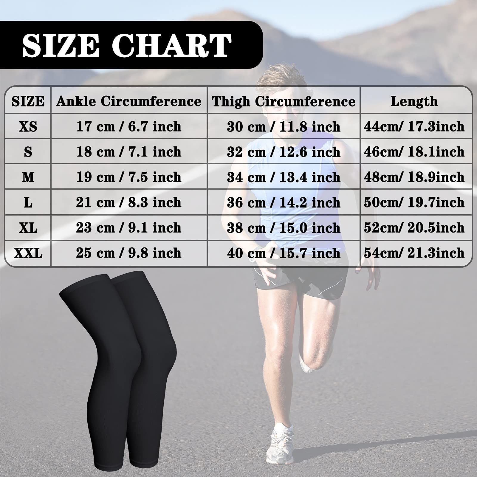 Compression Leg Sleeve Full Length Leg Sleeves for Sports Cycling Running