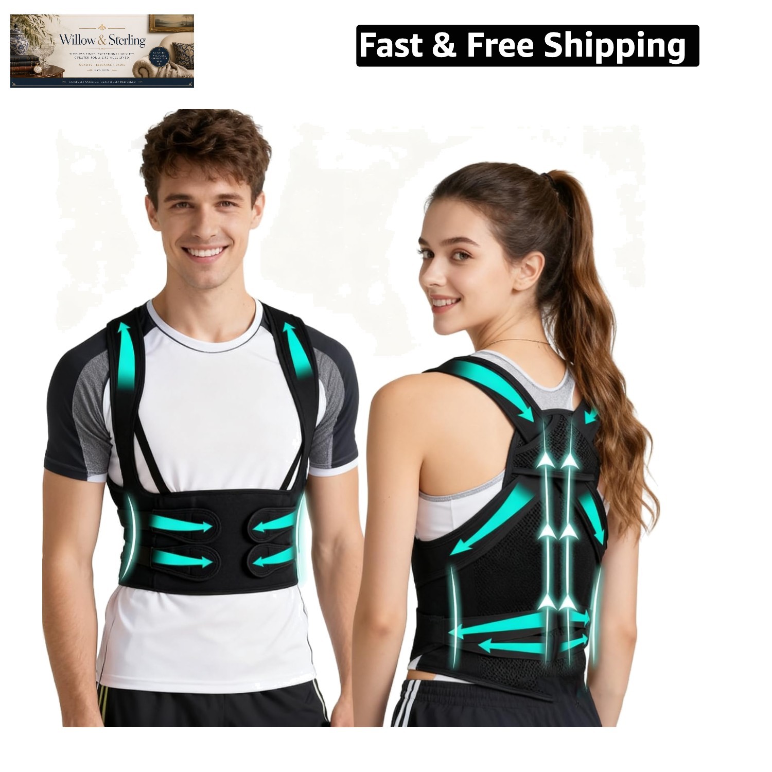 Upgraded Back Brace Posture Corrector, Adjustable Support for Men & Women, Fu…