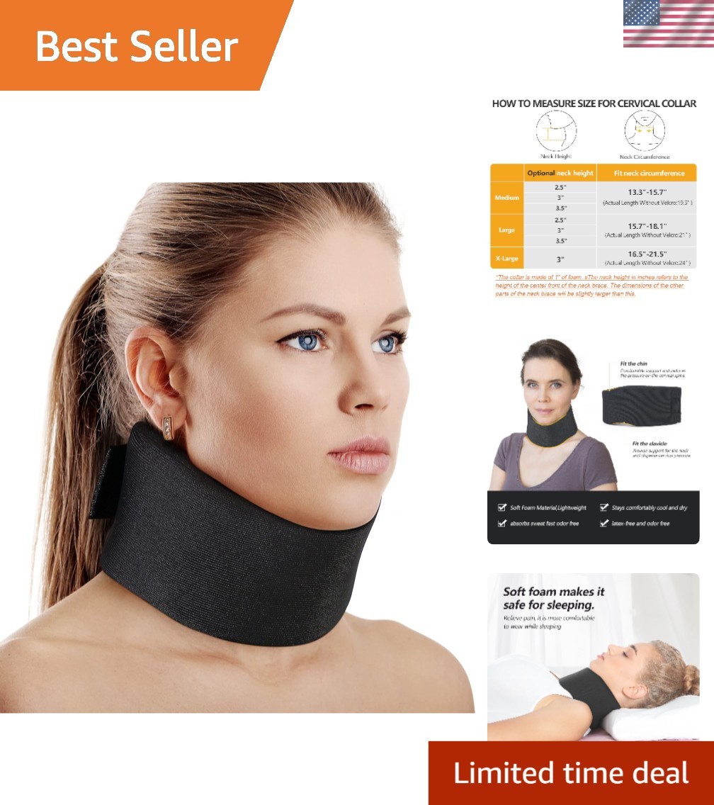 Lightweight Foam Cervical Collar – Adjustable Neck Brace for Travel and Sleeping