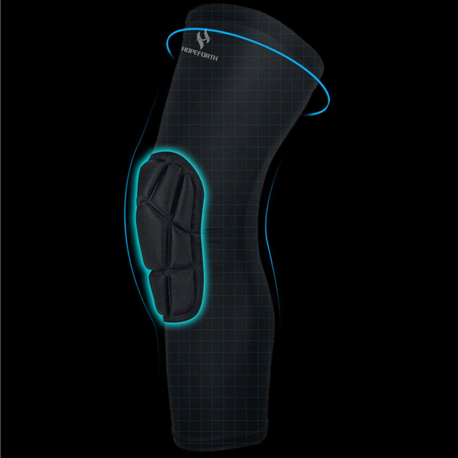 2 PCS Knee Padded Compression Leg Sleeve Thigh Guard Sports Brace Support