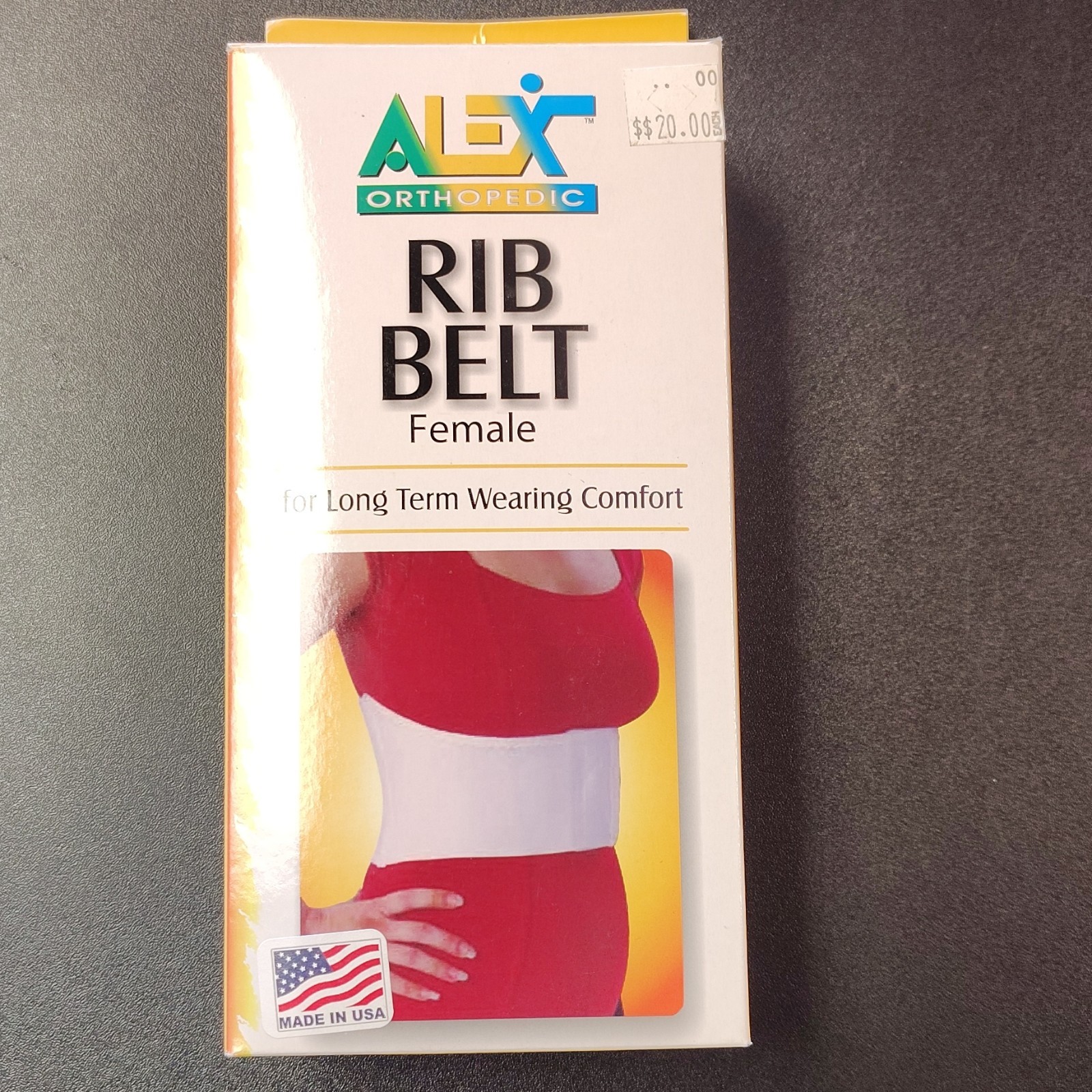ALEX Orthopedic Rib Belt Women Universal Elastic Hook & Loop White Ribs Size XL