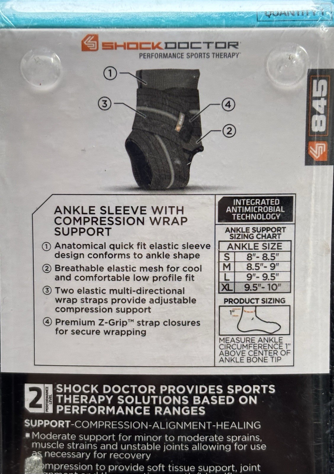 Shock Doctor Ankle Sleeve Compression Support Wrap XL 9.5-10″ Black NEW