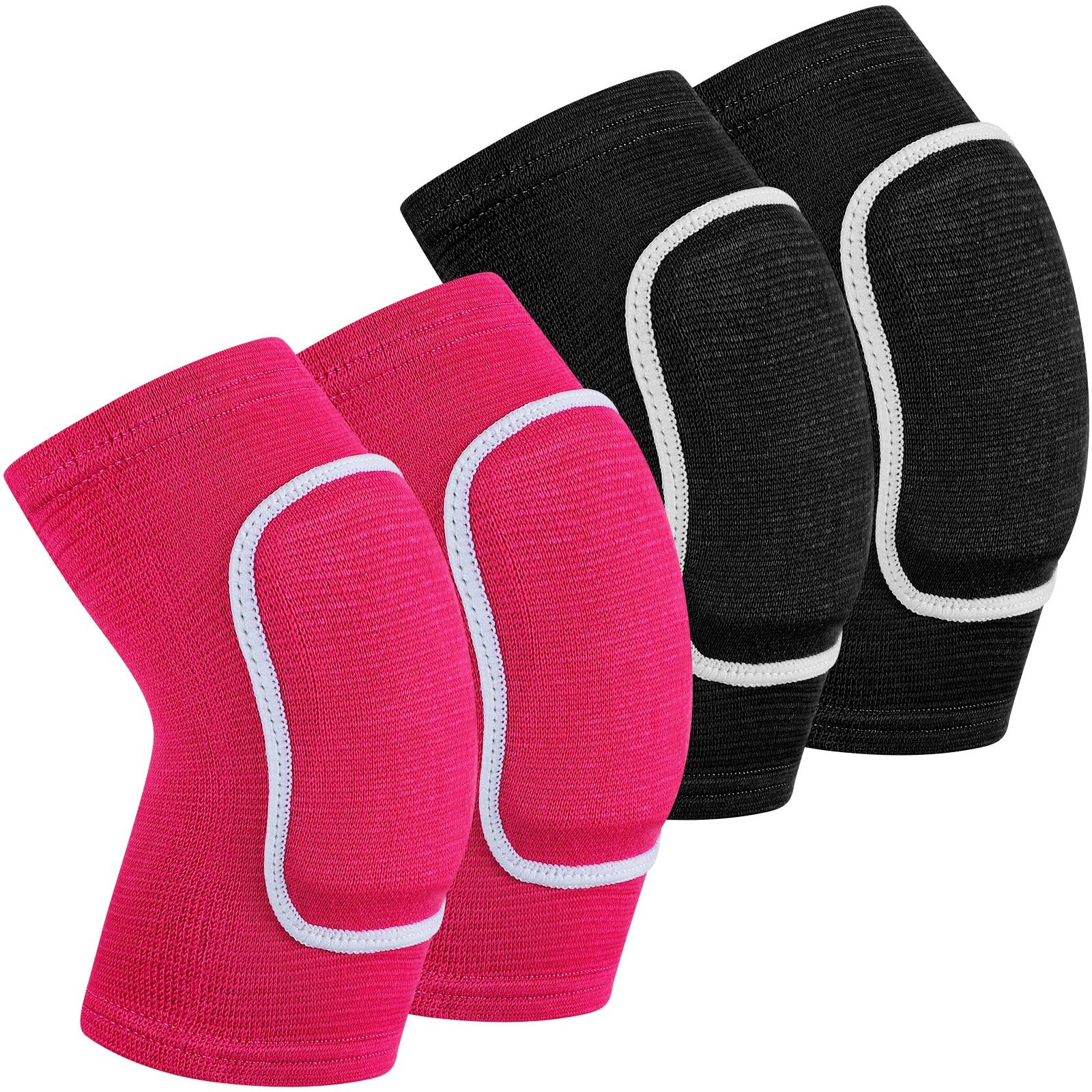 2 Pair Elbow Pads Volleyball Breathable Padded Arm Compression Sleeves Black