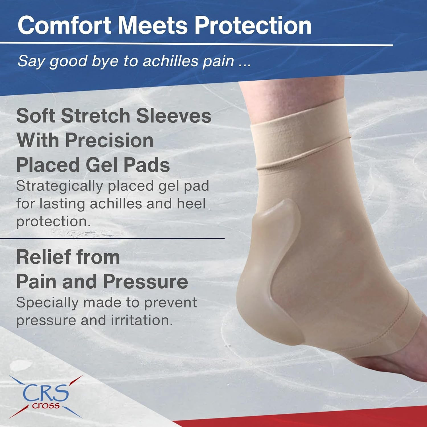 Achilles Heel Gel Sleeves. 1 Pair of Premium Padded Compression Gel Sleeve Socks