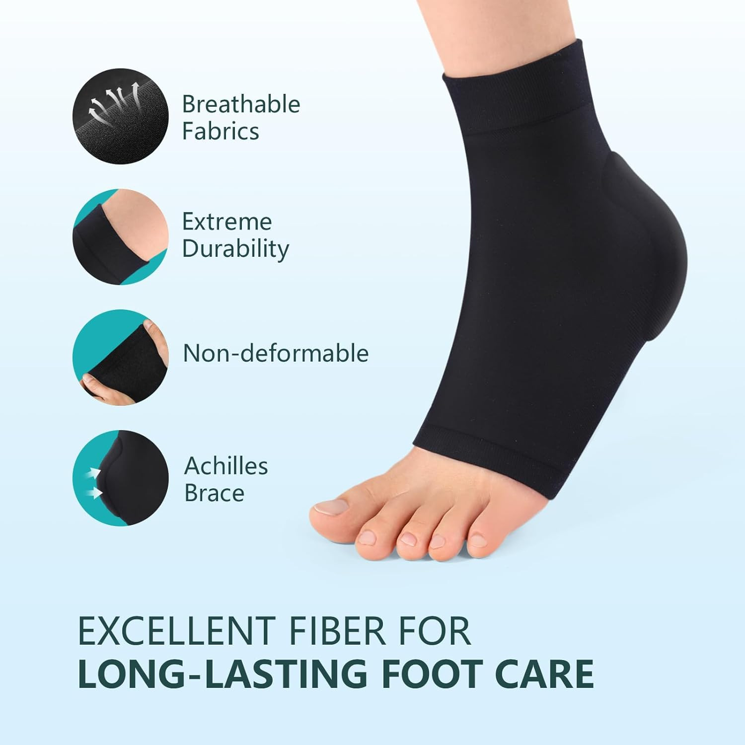 Achilles Tendon Heel Protector – Compression Padded Sleeve Socks – Premium Gel