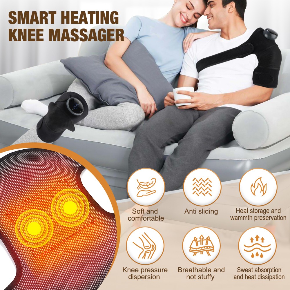 Electric Knee Massager Shoulder Brace with 5 Vibration Modes, 5 Heating Levels