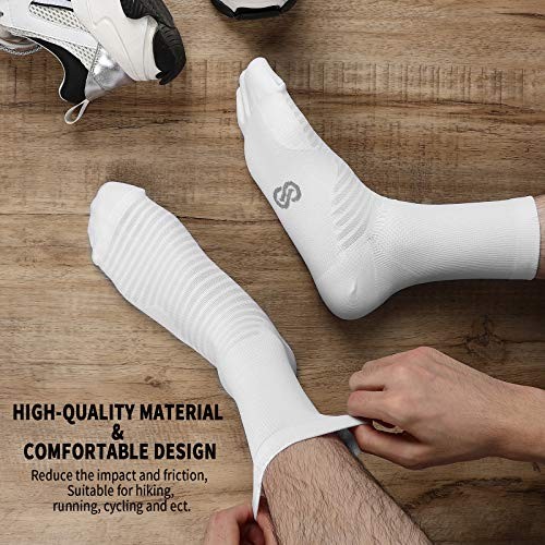 Athletic Crew Compression Socks (6 Pairs) for Large-X-Large White (6 Pairs)