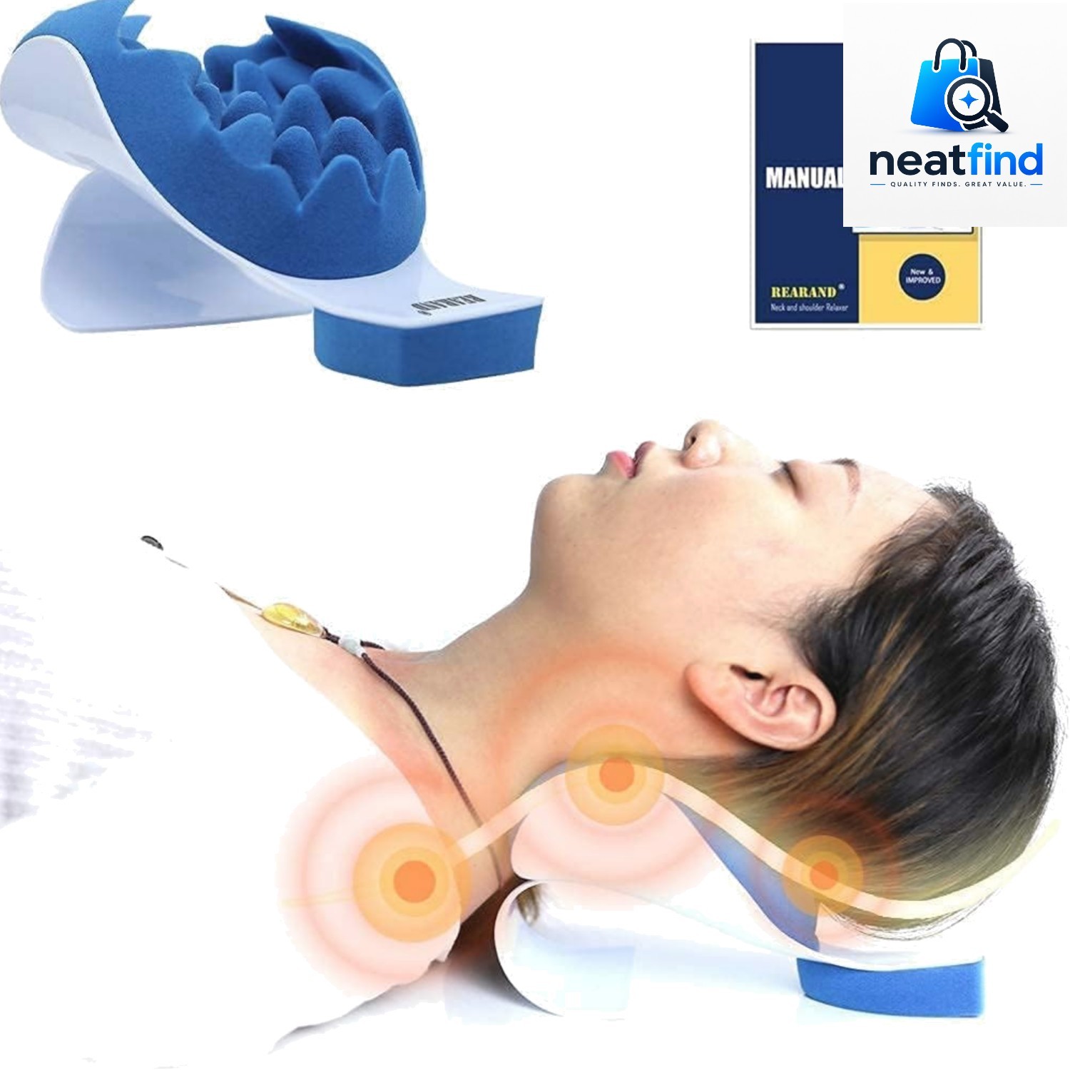 Neck and Shoulder Relaxer with Memory Foam – Tension Headache & Insomnia Relief