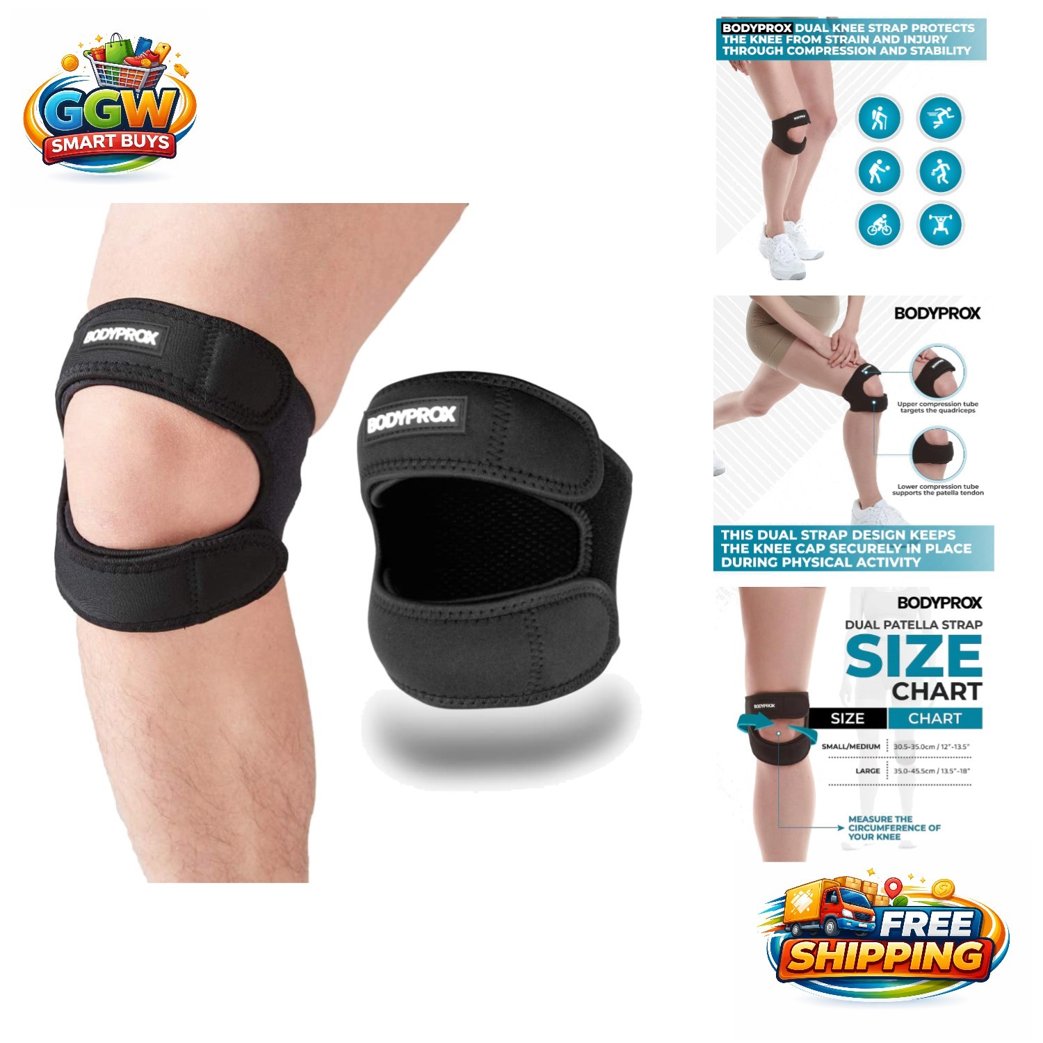 Breathable Neoprene Patellar Strap for Injury Recovery in Adults – Large Size