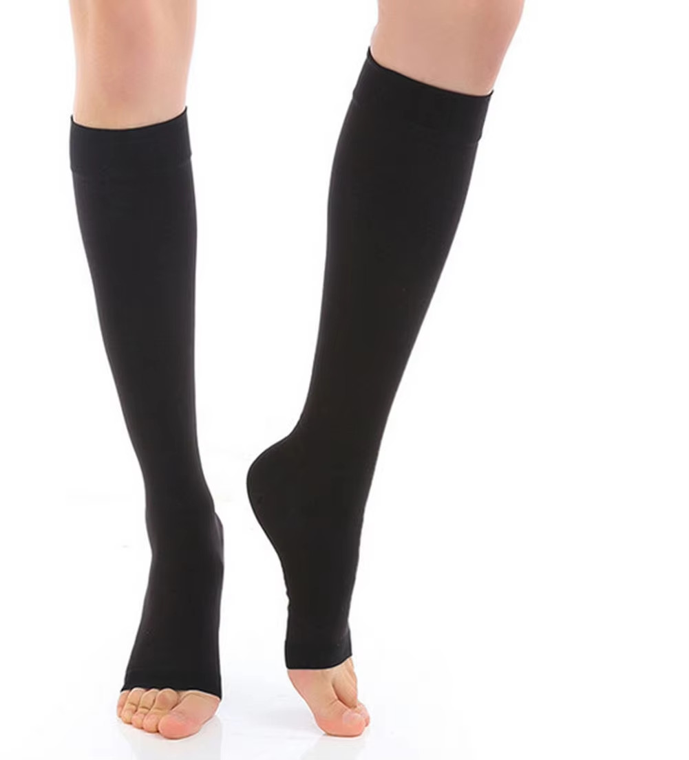 A Pair Men Women’s Open Toe Compression Socks Pain Relief Legs Foot Calf Support