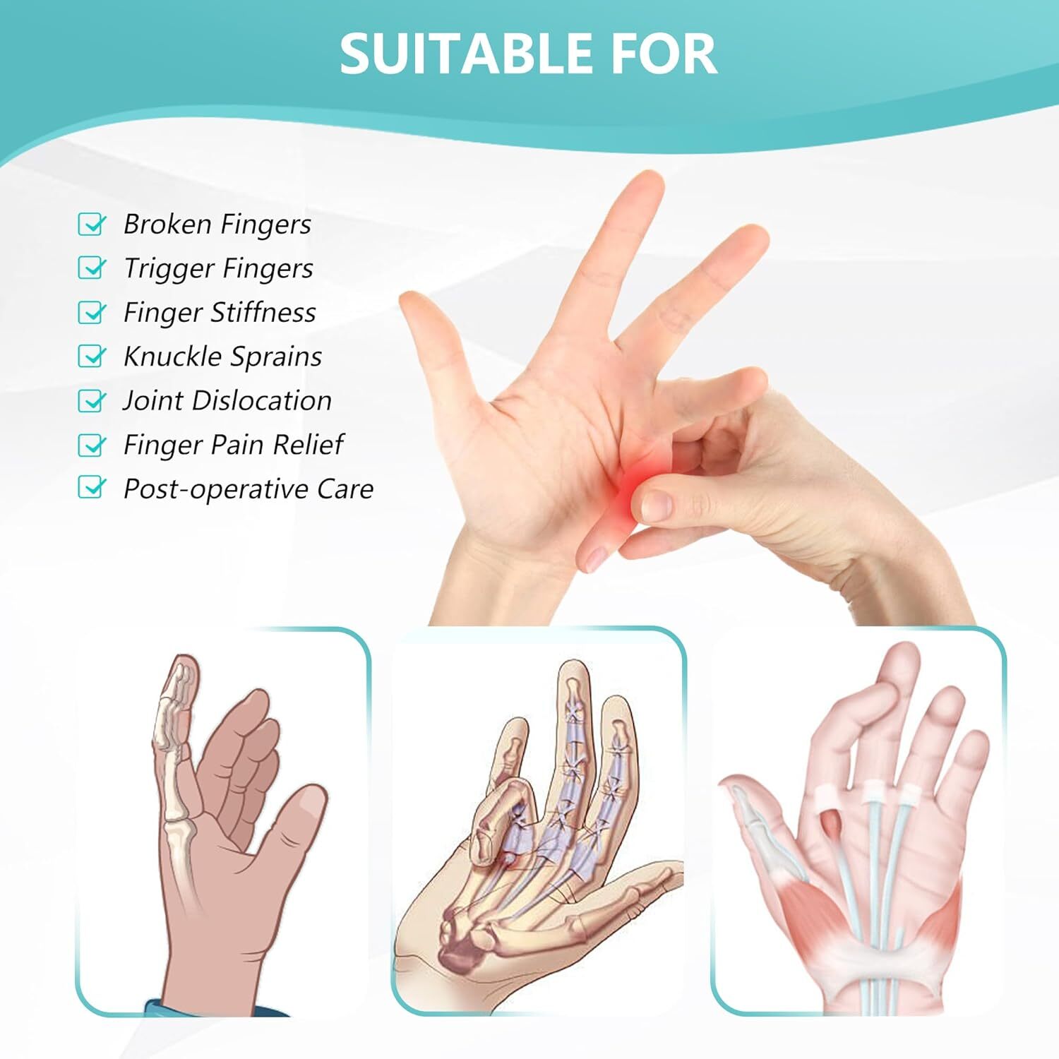 Trigger Finger Splint, Adjustable Two Finger Splint Full Hand And Wrist Br
