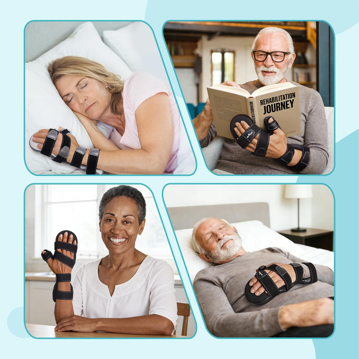 Stroke Hand Brace Splint for Straightening Fingers with 5 Fingers Resting Suppor