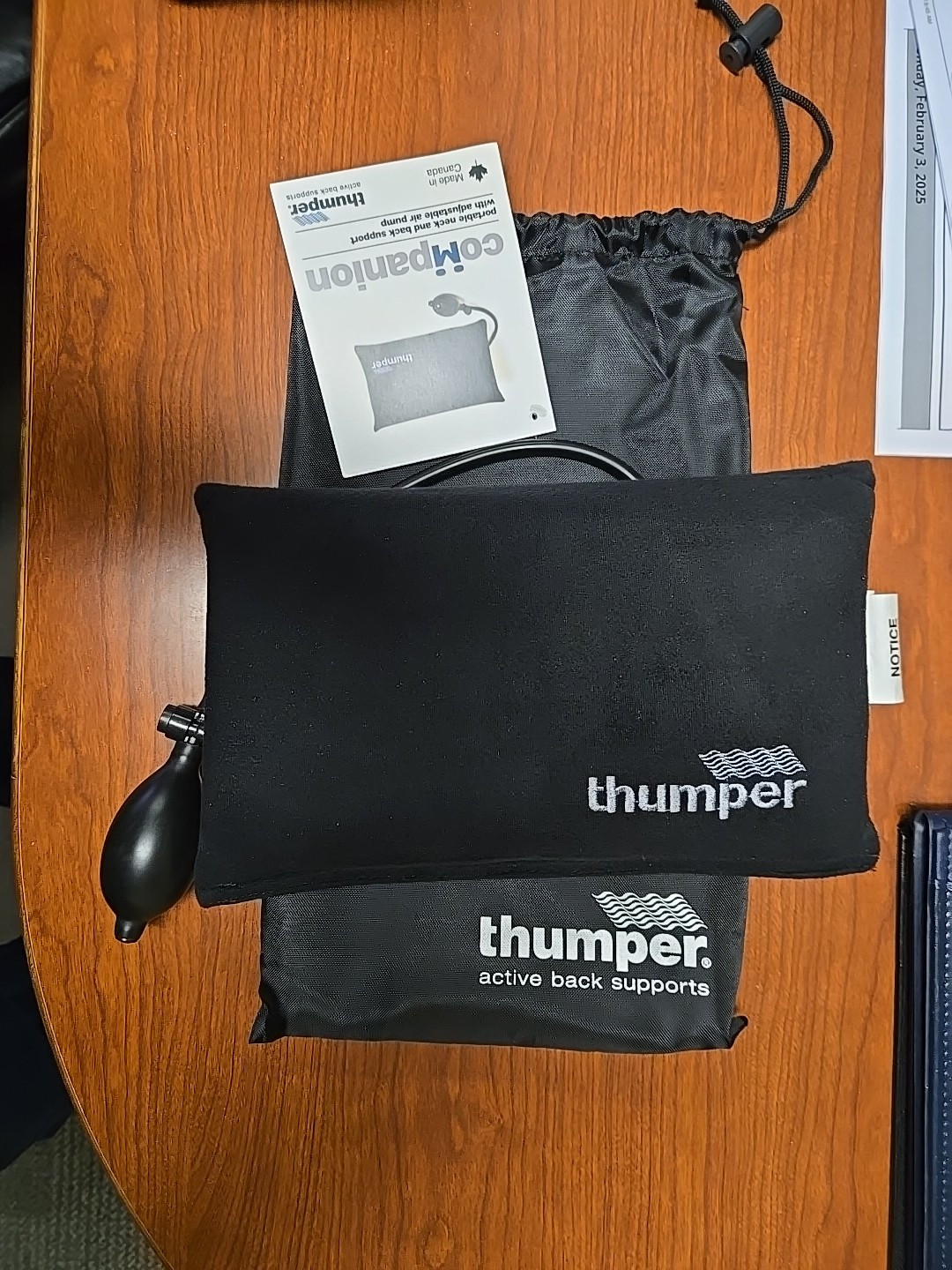 Thumper Companion, Neck And Back Support With Adjustable Air Pump