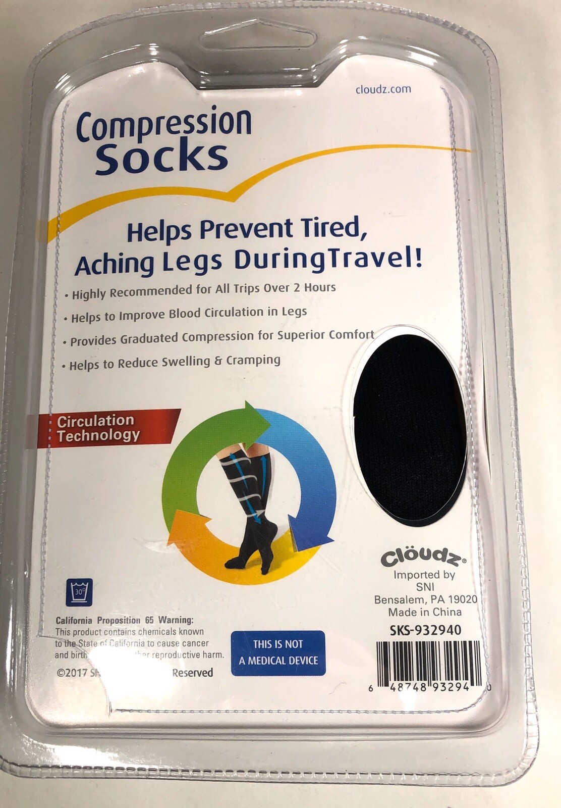 Cloudz Compression Socks Circulation Technology Unisex Men 9-12 Womens 10-13 C2