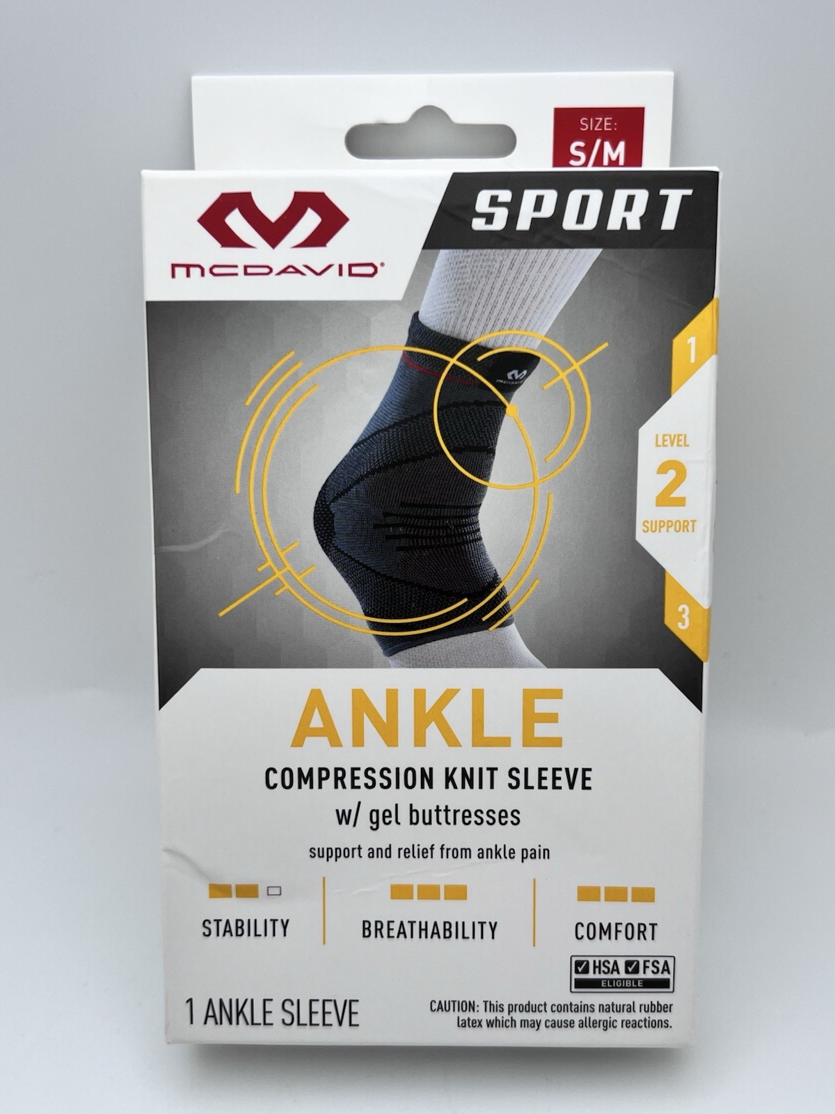 McDavid Sport Ankle Compression Knit Sleeve w/Gel Support Pads Level 2 Black