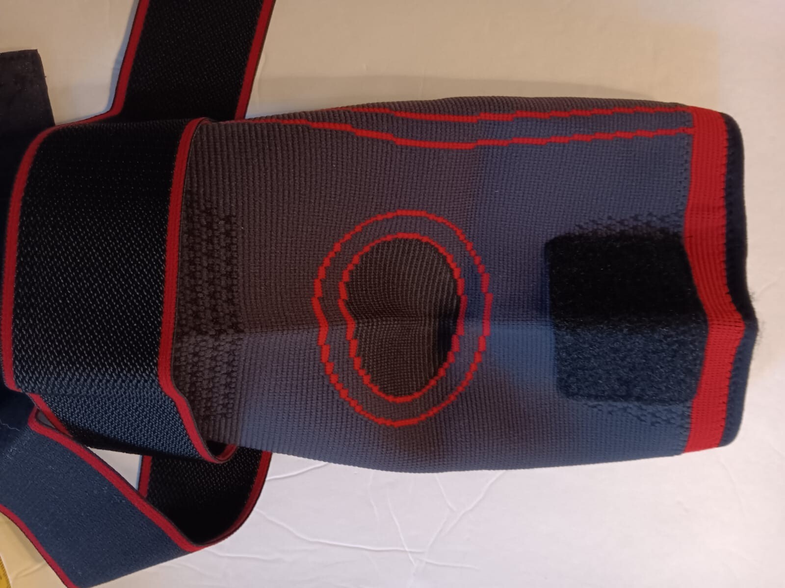 DCF Knee Compression Sleeve with Adjustable Straps Large Black With Red Trim