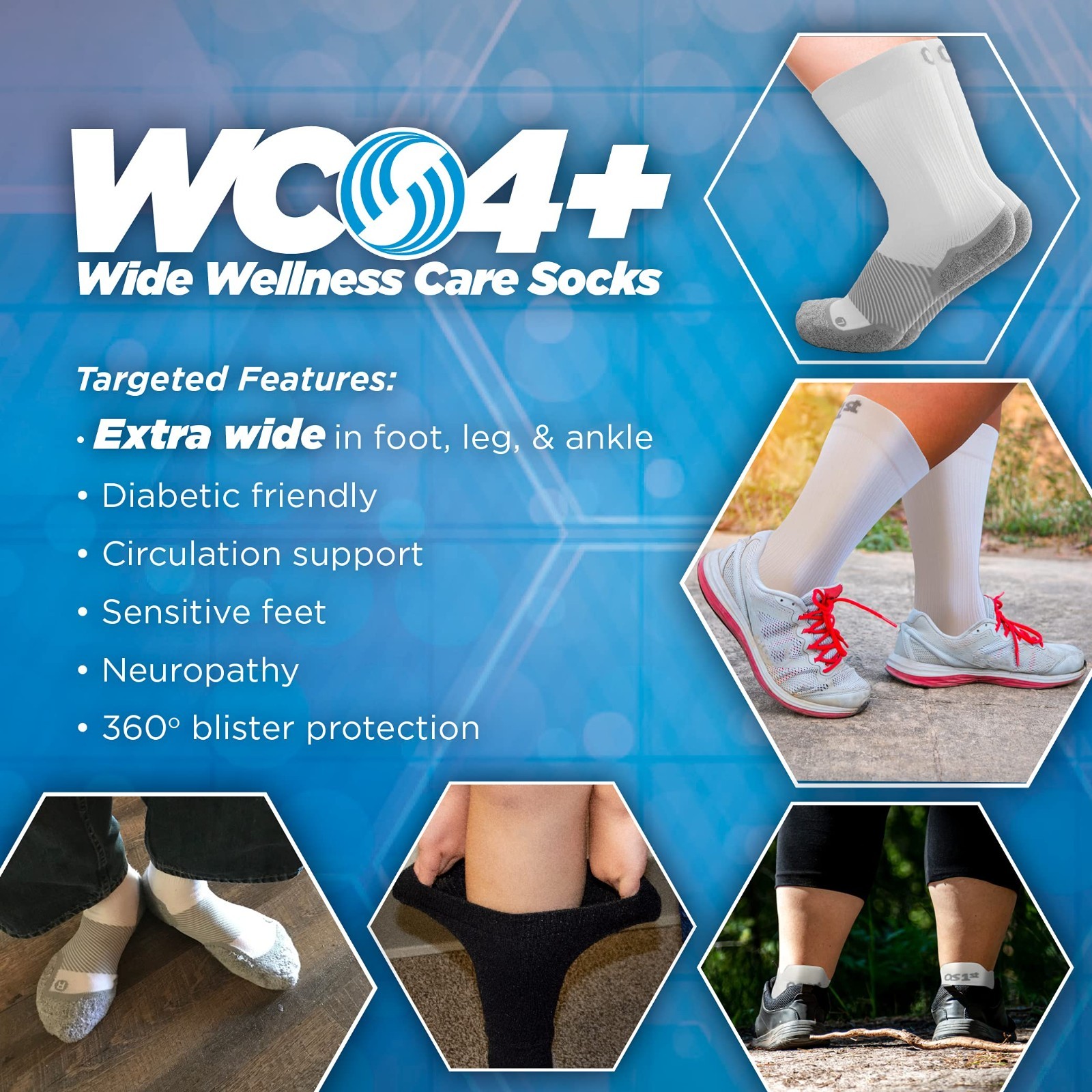 Non-Binding Wide Diabetic Wellness Socks for Circulation, Neuropathy, Edema Reli