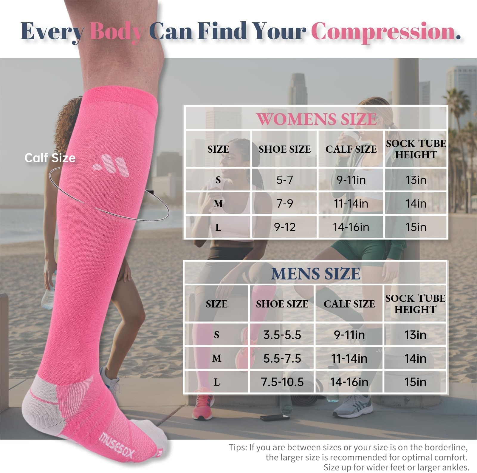 Compression Socks for Women and Men,Knee High 15-20mmHg Graduated Support(3 P…