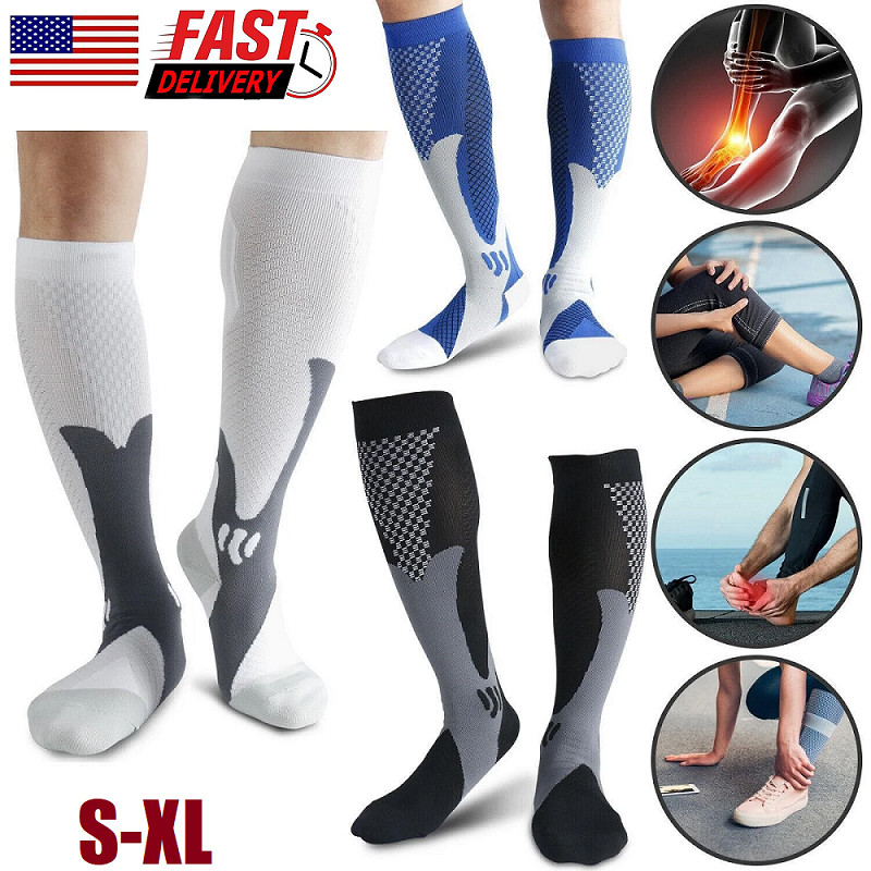 1Pair 20-30 mmHg Compression Socks – Knee High Support for Running & Sports USA
