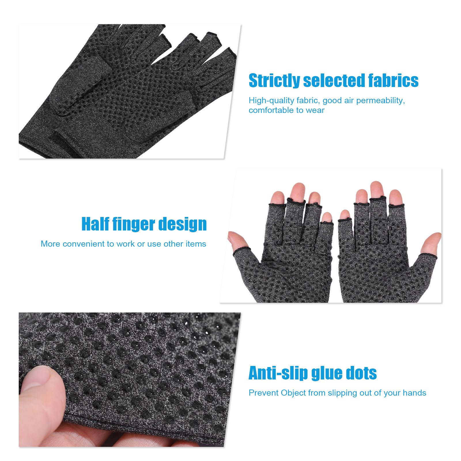 2 Pairs Compression Gloves Arthritis Pain Relief Hand Support Brace half finger