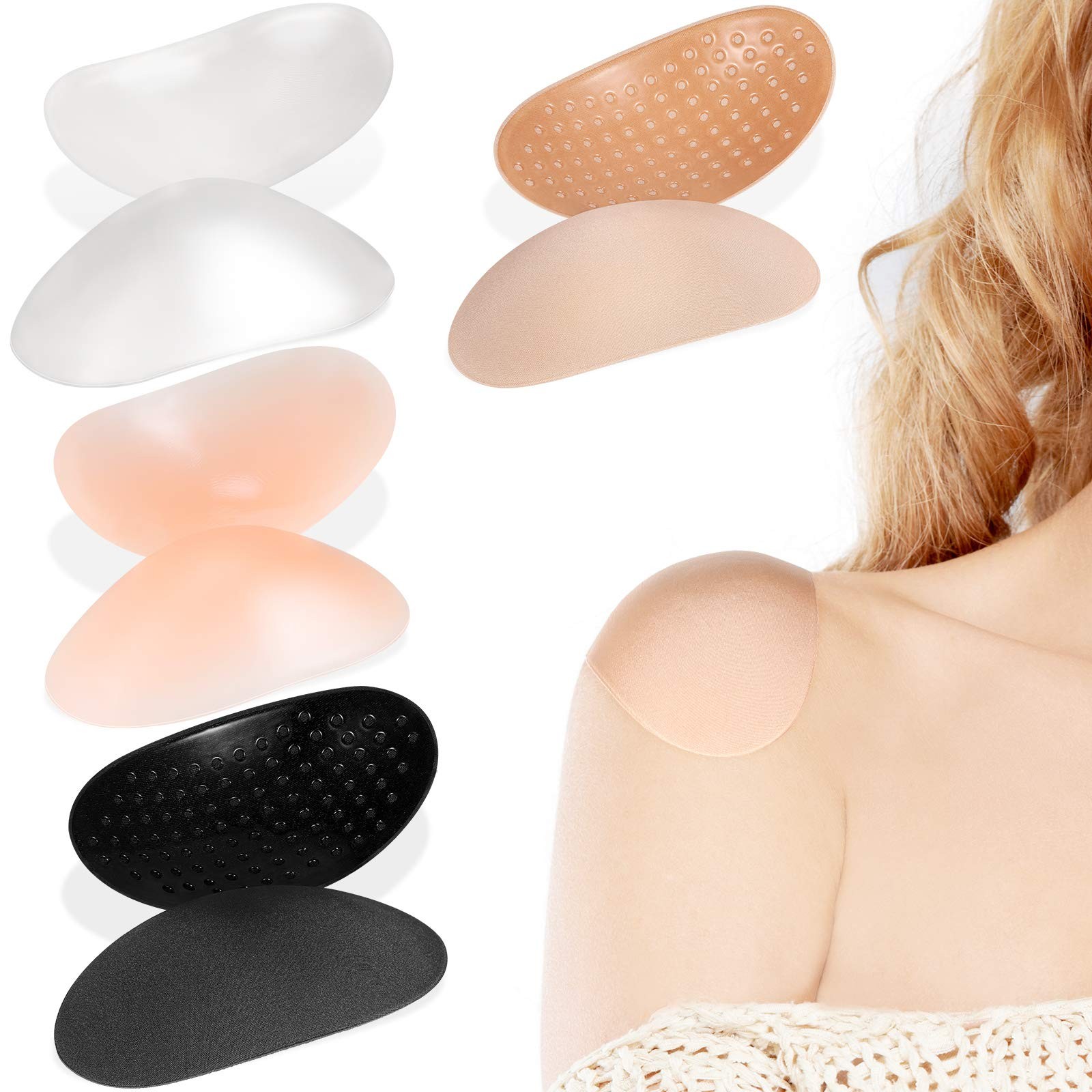4 Pairs Women Shoulder Pads Push Up Soft Adhesive Silicone Anti Slip Enhancer
