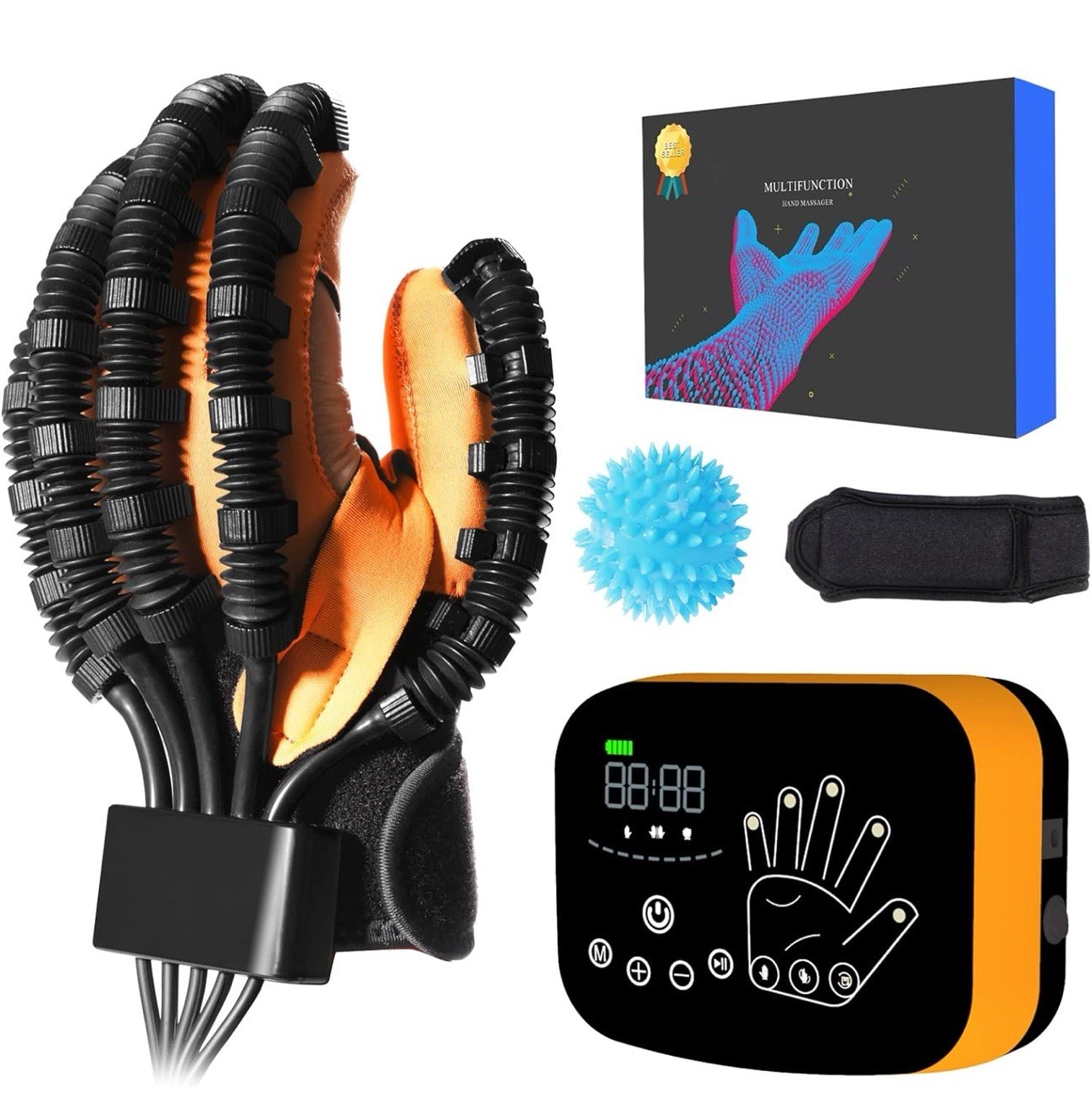 Finger Hand Function Rehabilitation Glove Stroke Patient Therapy Equipment Med-L