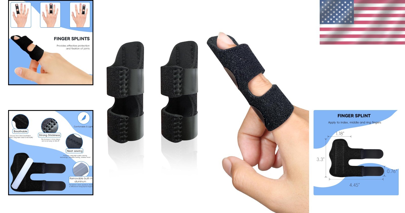 Soft Neoprene Finger Splint – Adjustable 2 Pack to Stabilize Painful Fingers