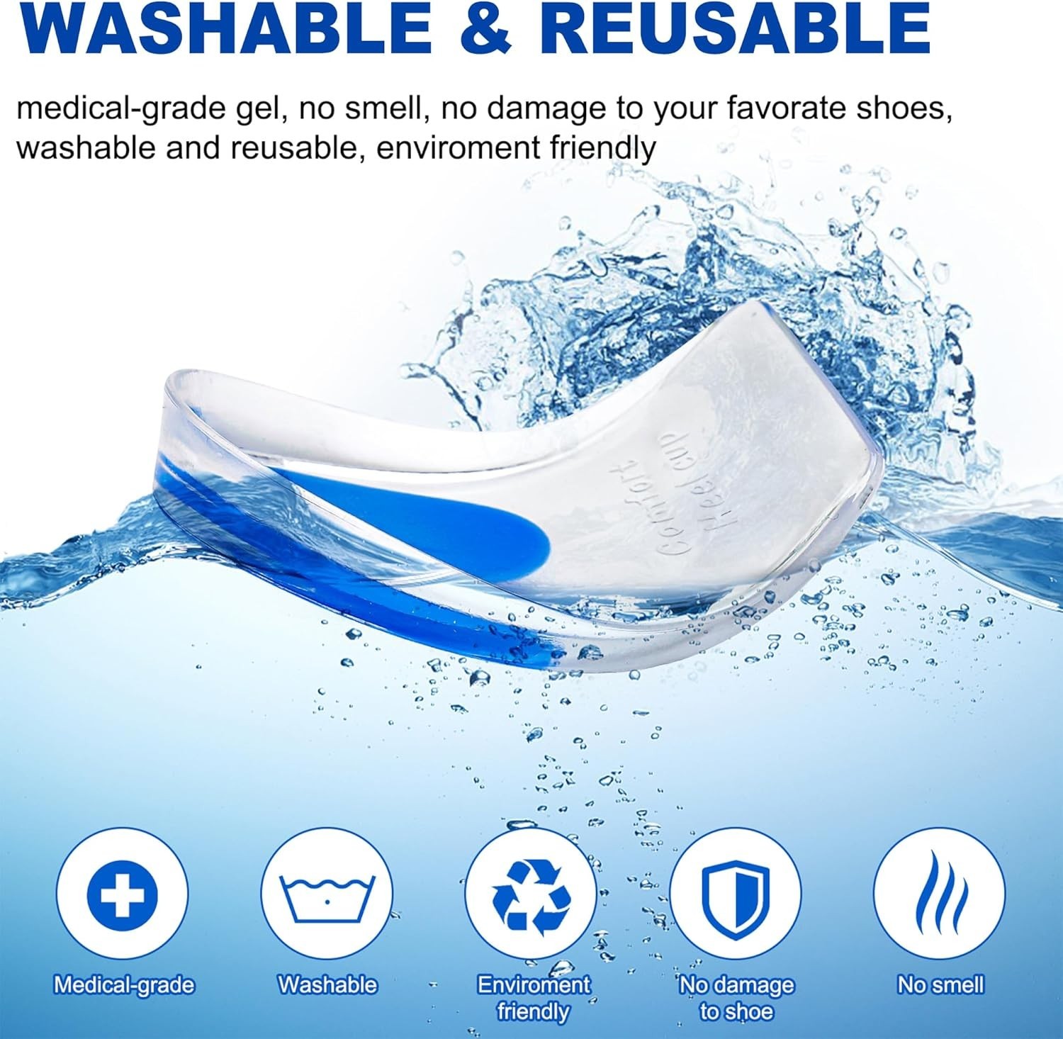 Self-Adhesive Gel Heel Support Pads for Injury Prevention – Size L, 2 Pairs