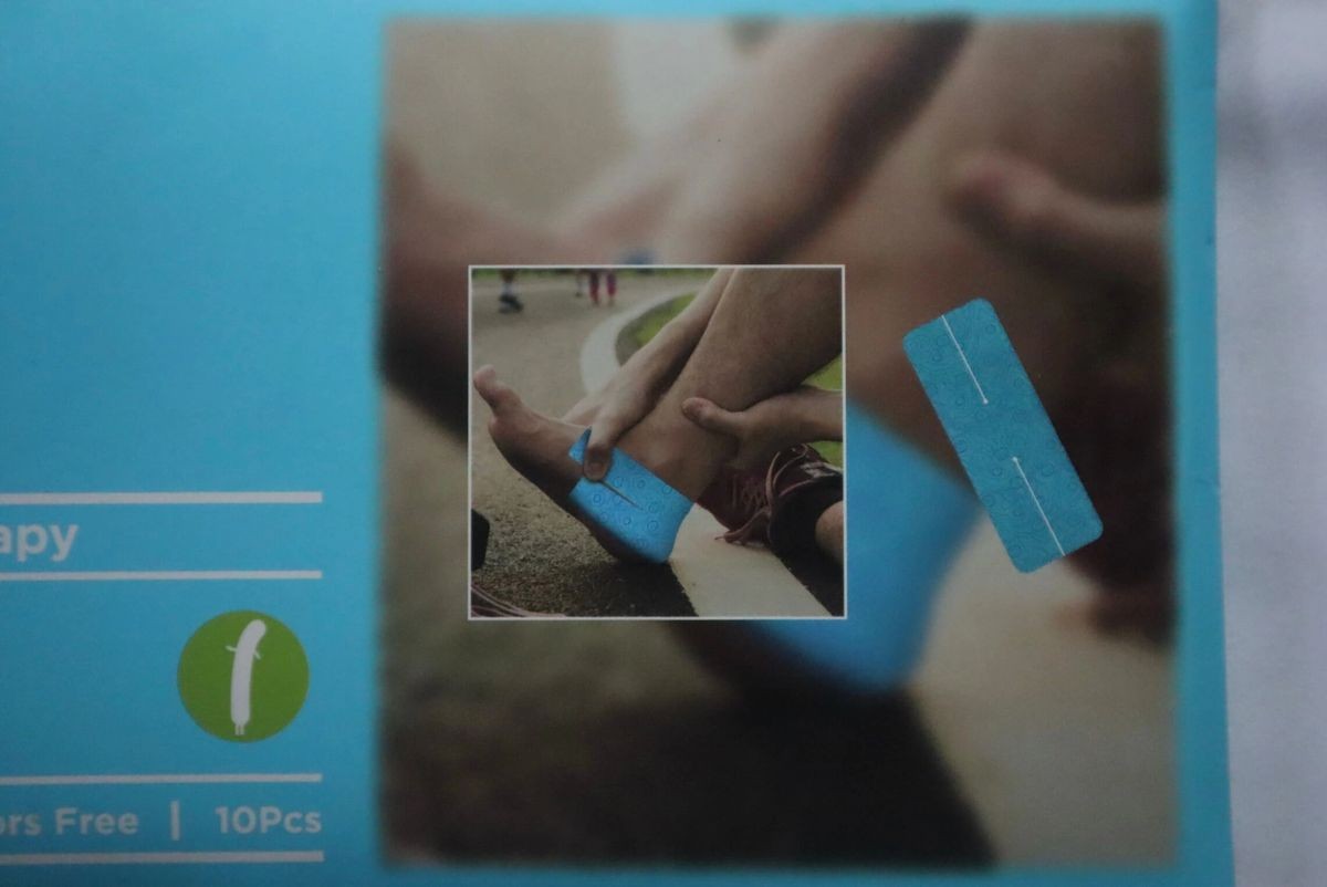 OK TAPE Kinesiology Tape for Ankle – 10 Precut Strips 9.8in x 4in BEIGE