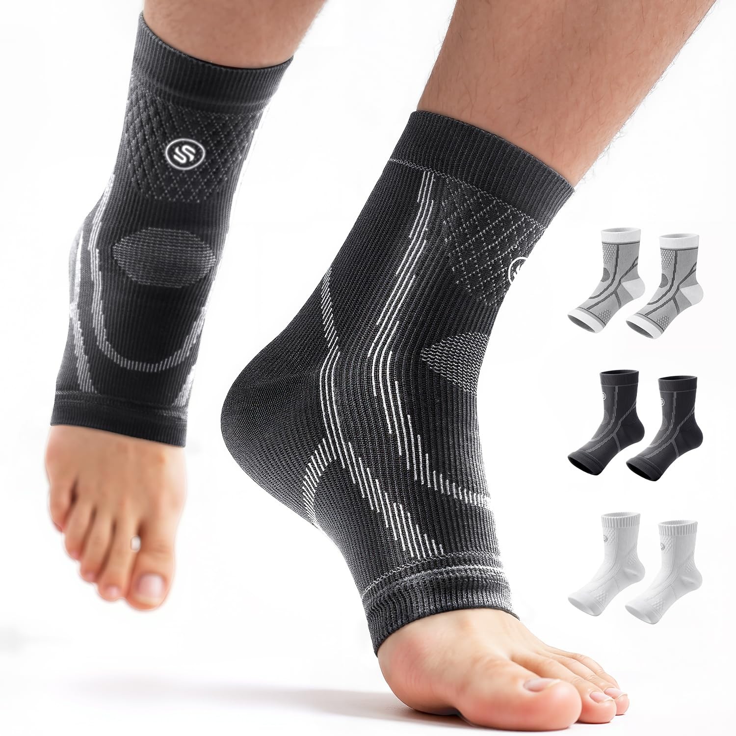 3 Pairs Ankle Compression Sleeve for Achilles Plantar Fasciitis Socks, [Upgra…