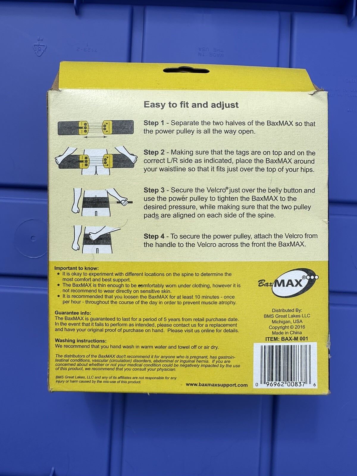 BaxMAX Lumbar Support Belt with Compound Pulley System – Made of Lightweight &
