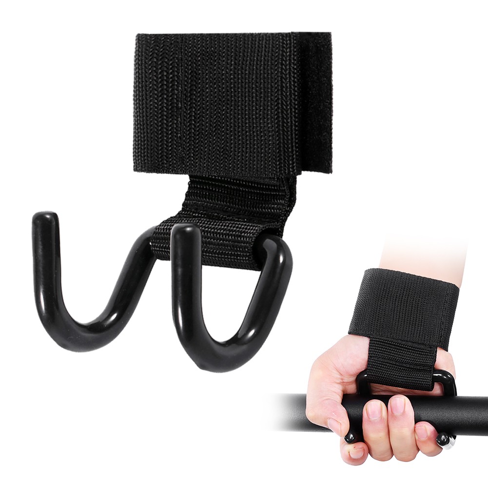 Black Weight Lifting Training Wrist Support Bandage Strap Hook Gym Hook Grip NEW