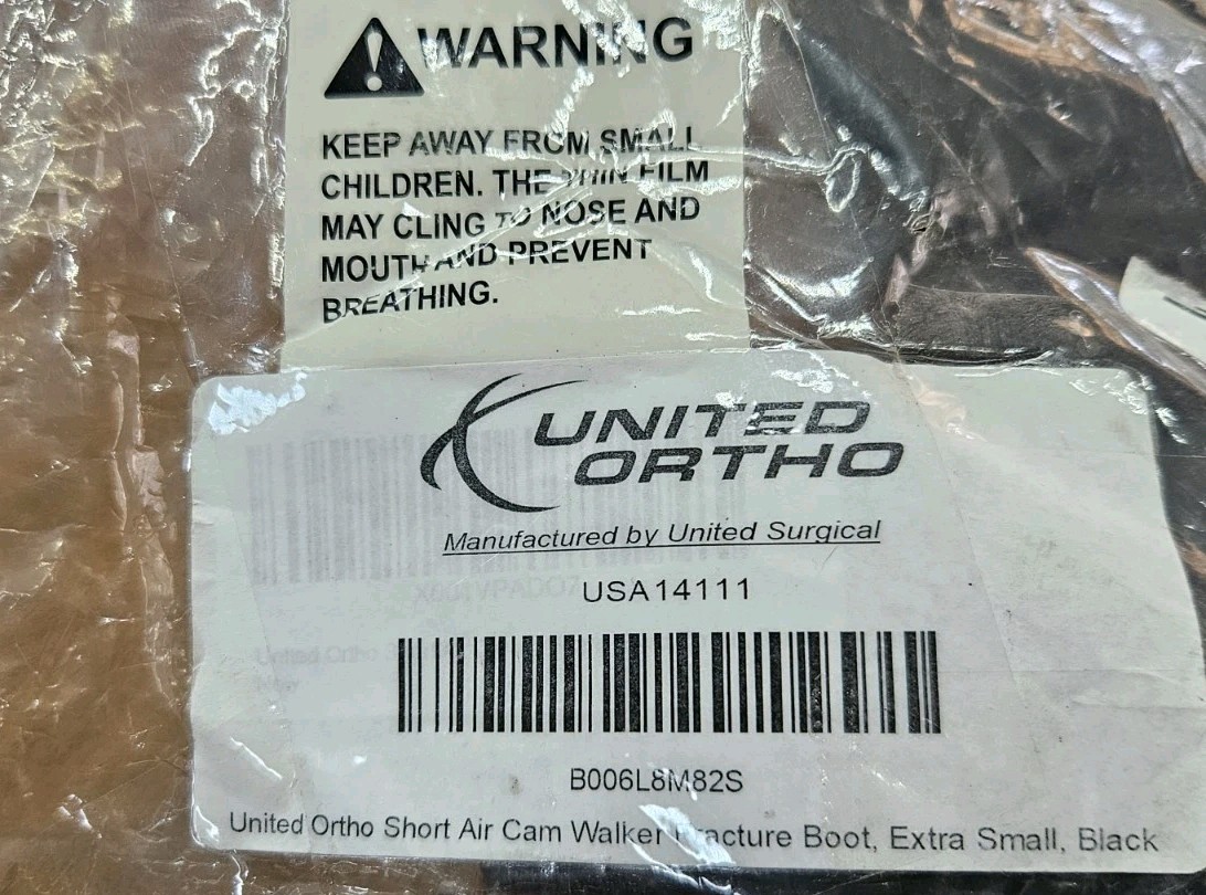 United Ortho USA14111 SHORT Air Cam Walker Fracture Boot, (Ex-Sm) Black Air Cast