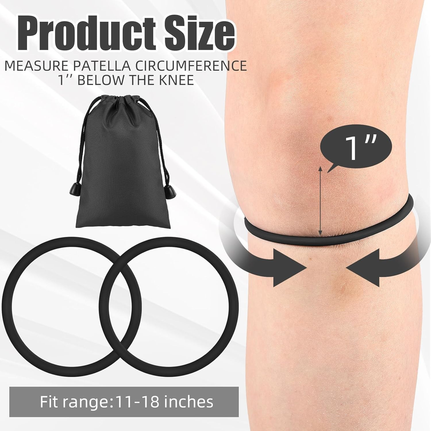 2 Pcs Silicone Patella Tendon Support Strap Patella Band Knee Band for Knee P…