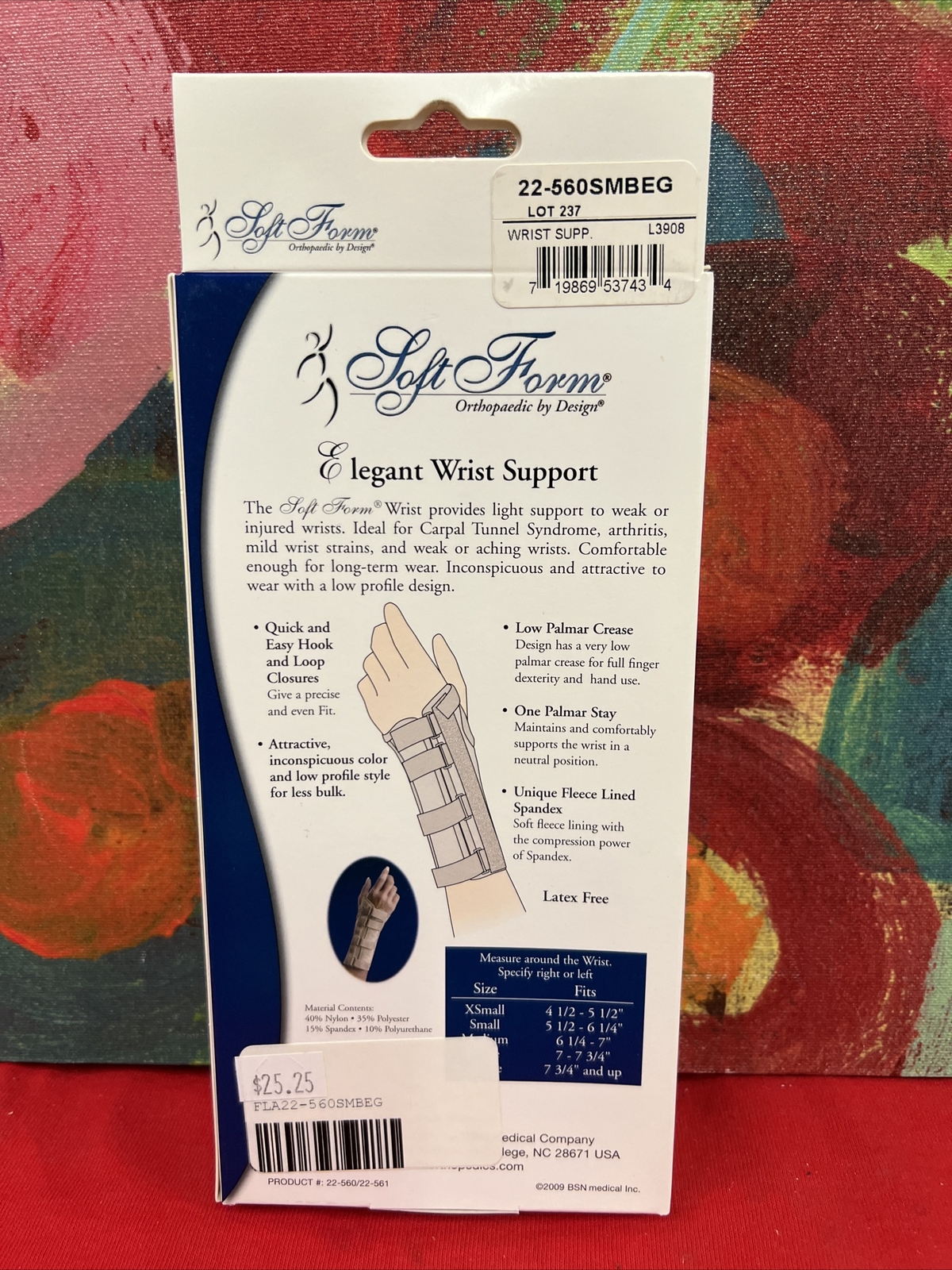 FLA Soft Form Elegant Wrist Support Beige Right Hand Small New In Box
