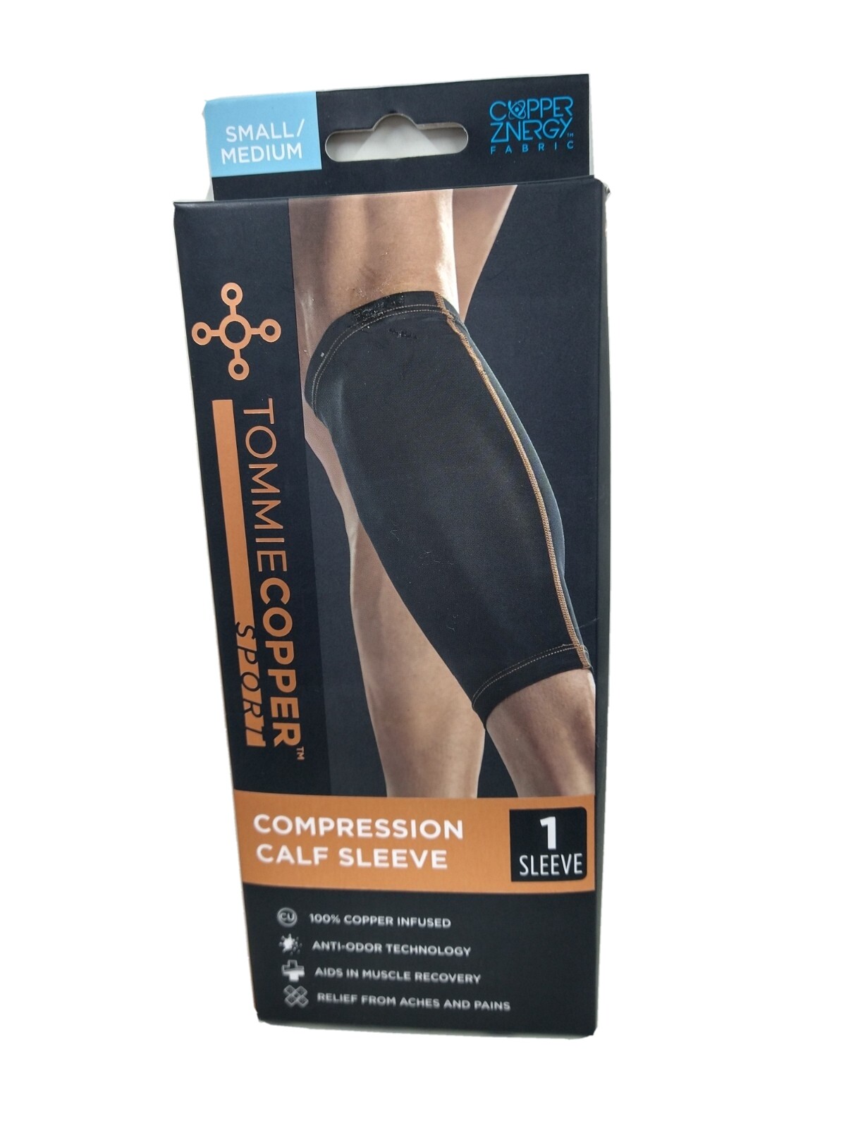 Tommie Copper Sport Compression Calf Sleeve 1 Small/Medium 100% Copper Infused