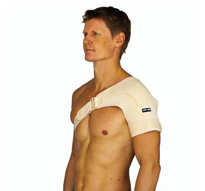 ZenKeyz Compression Shoulder Brace Adjustable Support Beige L-XL Unisex