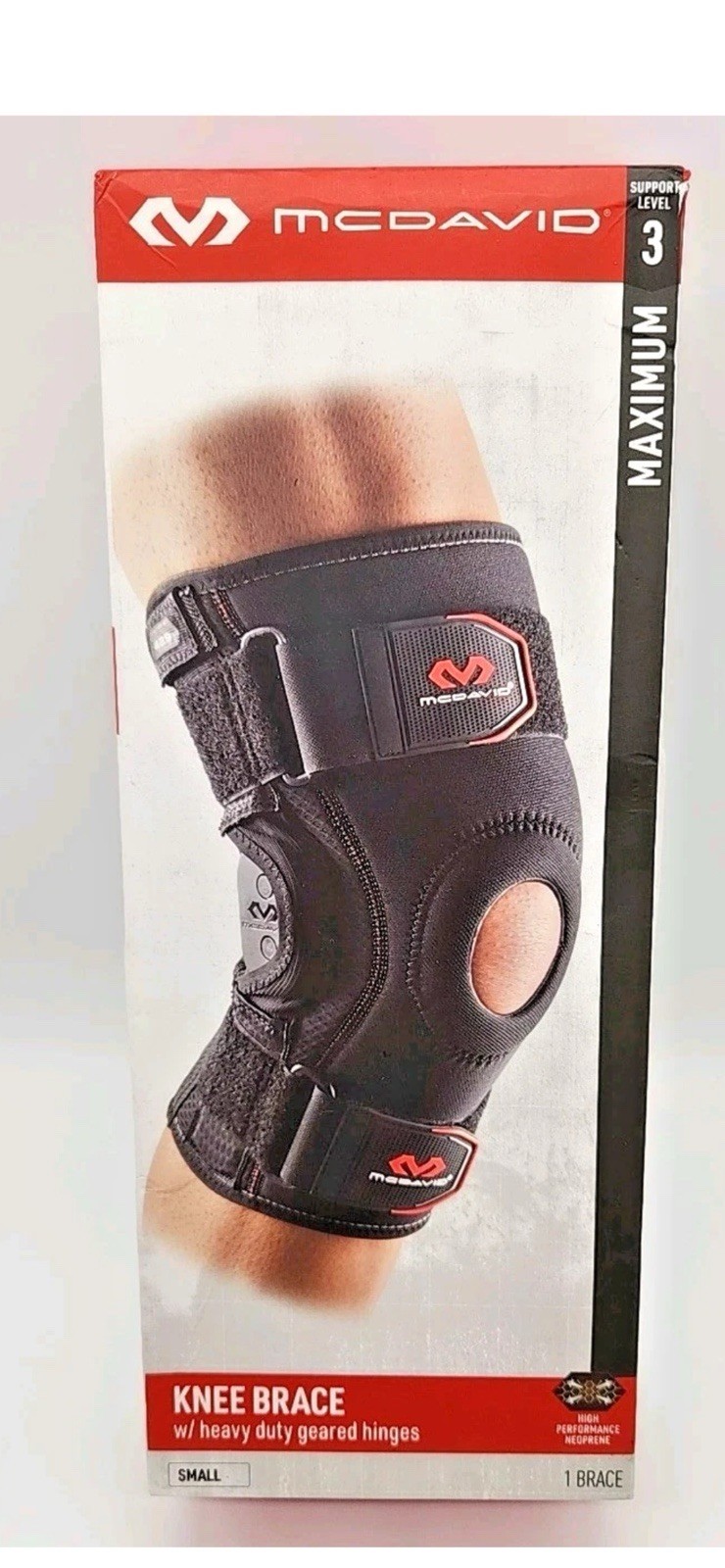 McDavid 429-01-32.2 Hinged Knee Brace – Black Size Small Level 3 Support Open Bo