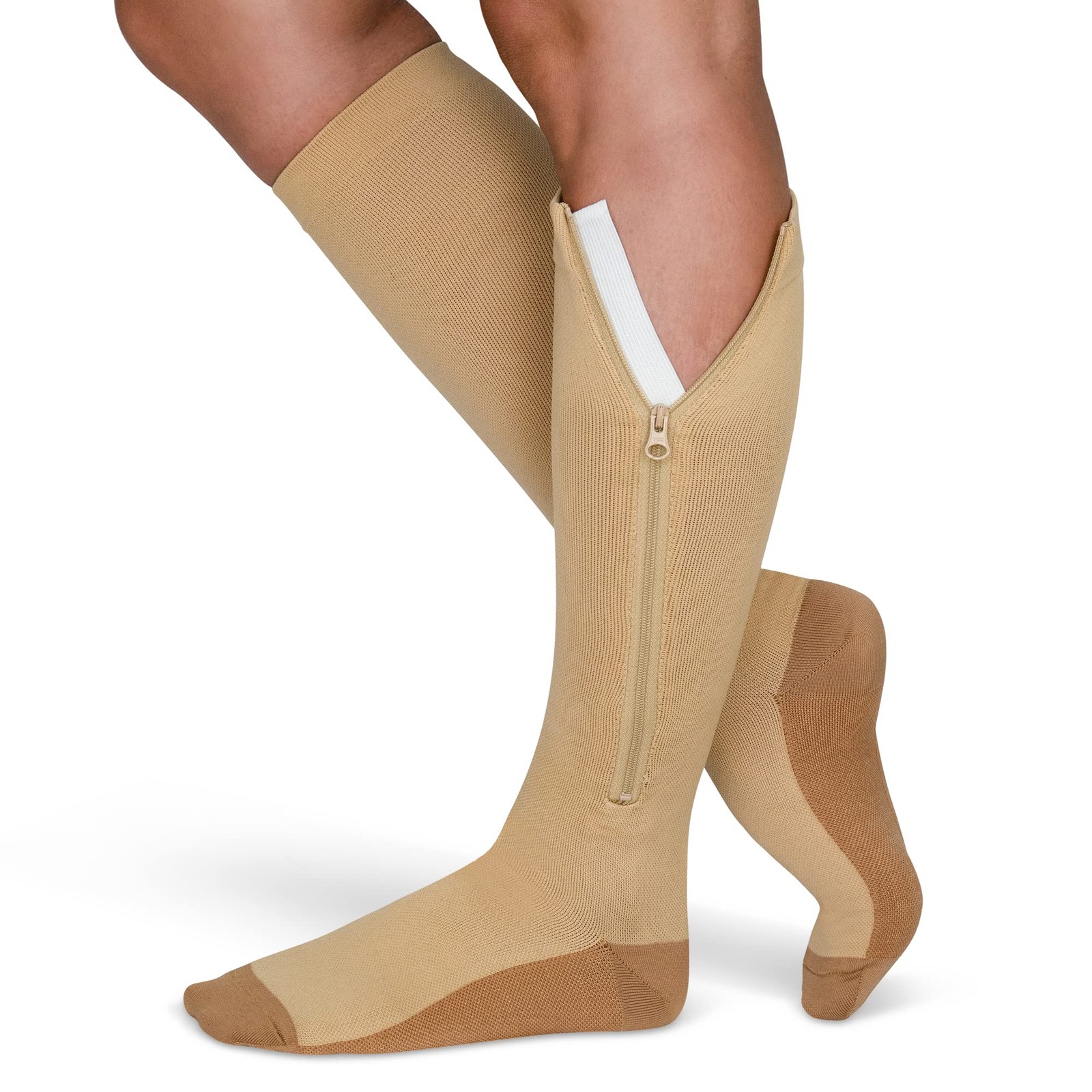 2 Pairs Womens Mens Zipper Compression Socks 2030mmHg Closed Toe Graduated