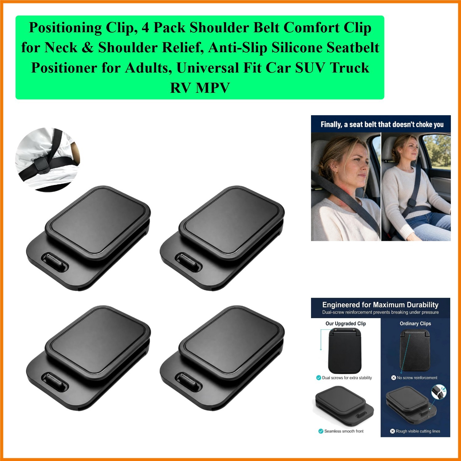 Positioning Clip, 4 Pack Shoulder Belt Comfort Clip for Neck & Shoulder Relie…