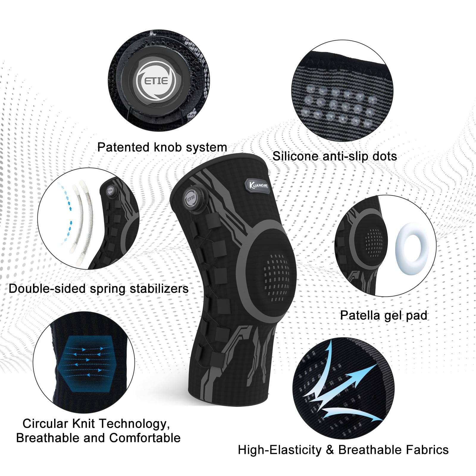 Kuangmi Knob Knee Brace for Pain Relief, Knee Support with Patella Gel Pad S…