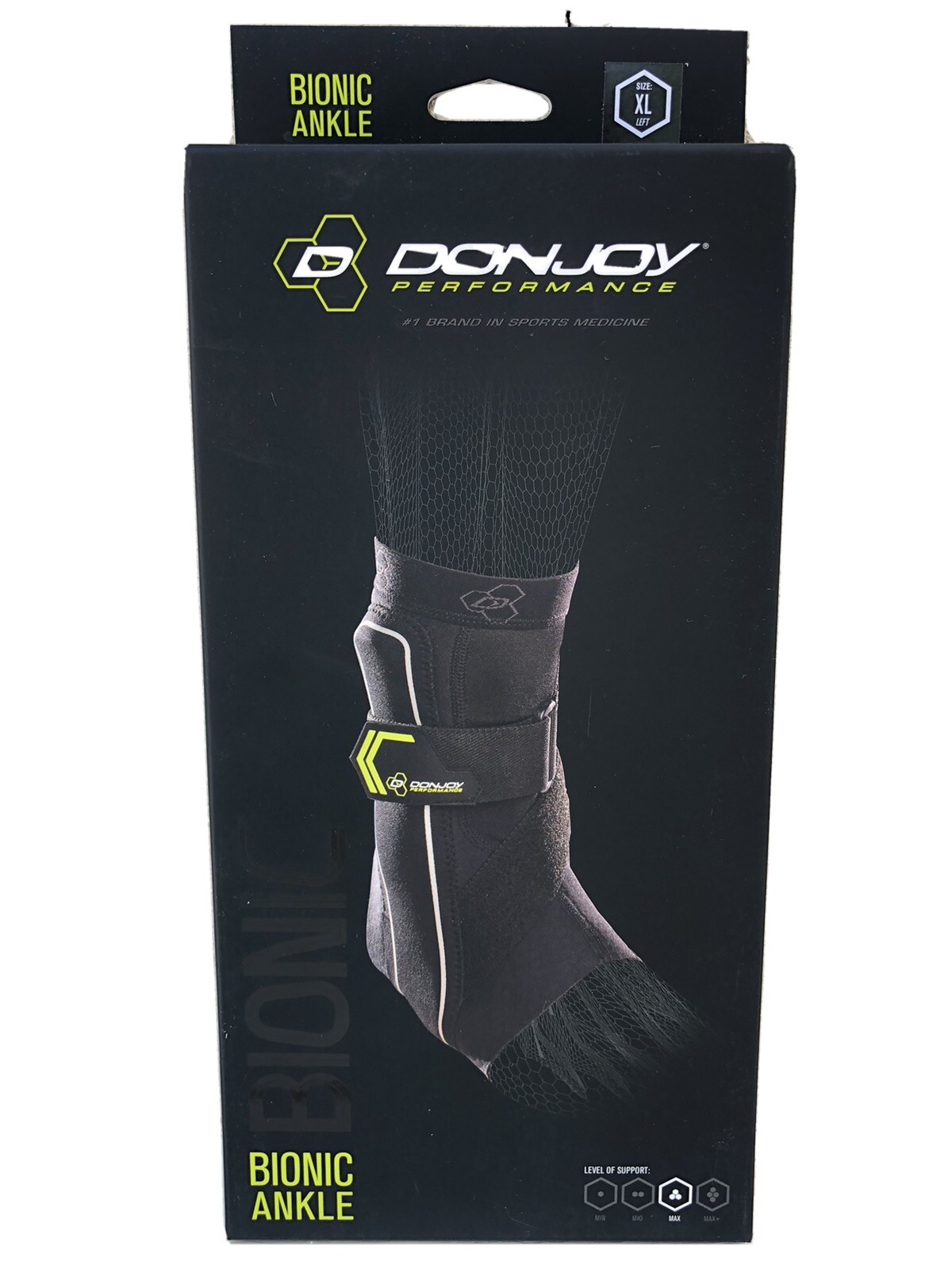 NEW DonJoy Performance Bionic Ankle Brace Max Support XL Left Foot Black NIB