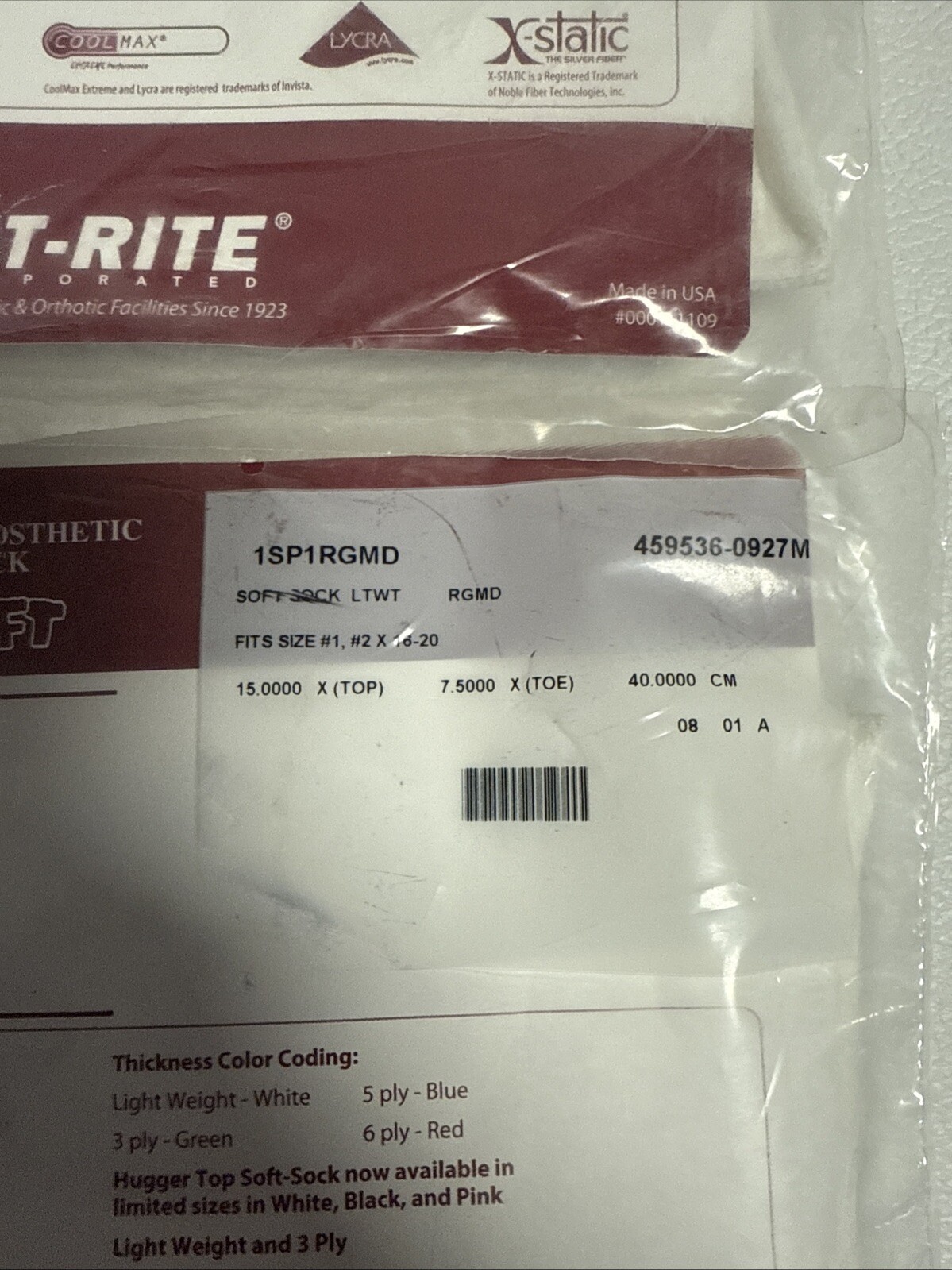 2 Knit-Rite Prosthetic Soft Sock Cuddly ‘N Soft Size #1 #2 16-20 NEW