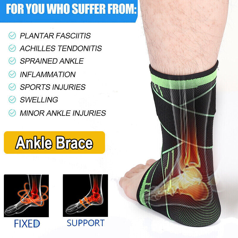 Ankle Brace Support Compression Sleeve Strap for Relief Sprained Tendon Foot Gym
