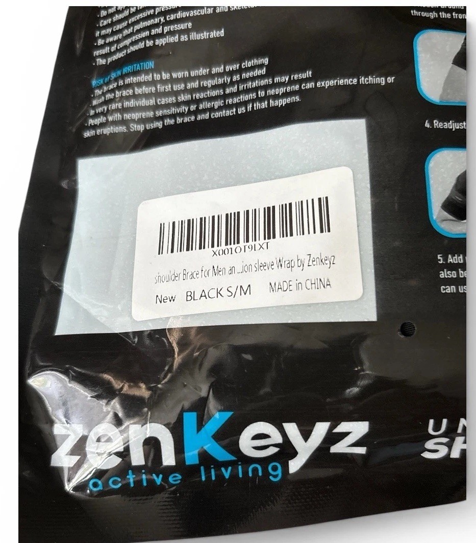 ZENKEYZ Shoulder Brace S/M Unisex Adjustable Rotator Cuff Support Black