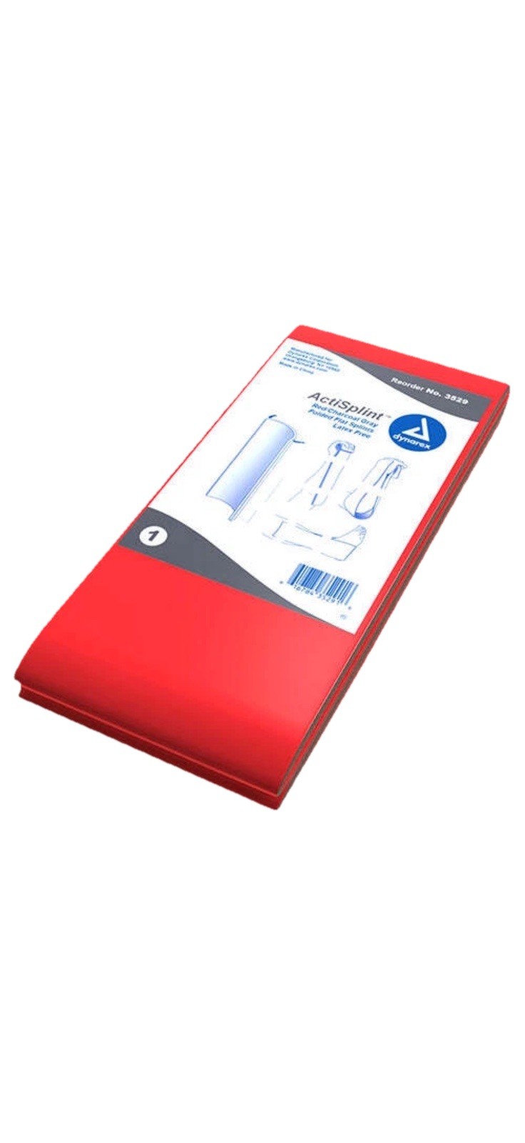 Dynarex #3528 – ActiSplint Red/Grey – 4.25” X 36” – Rolled Flat Splint, New!