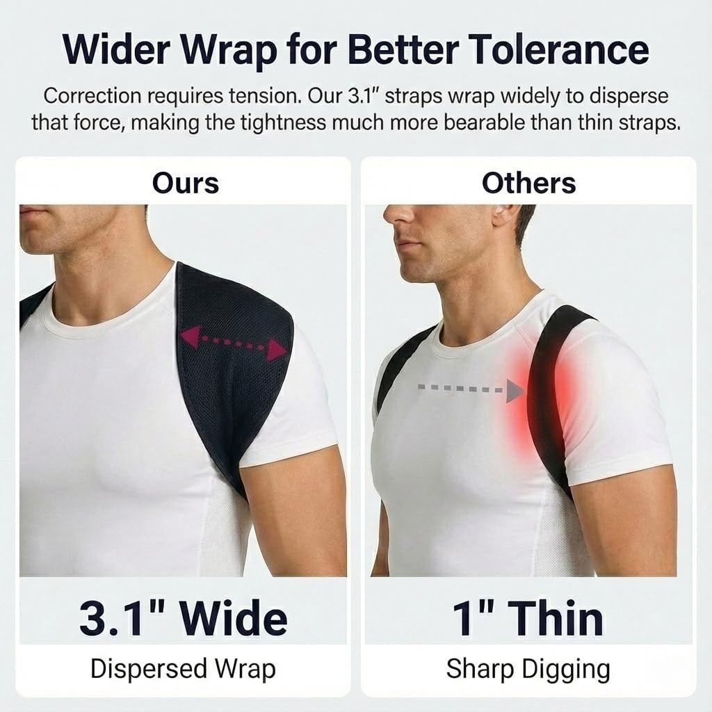 Full Back Posture Corrector for Men – Pull-Back System Posture Brace – Wide S…