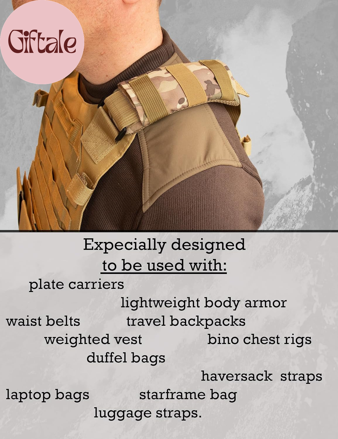 Shoulder Strap Pad for Optimal Weight Distribution, Plate Carrier Shoulder Pads