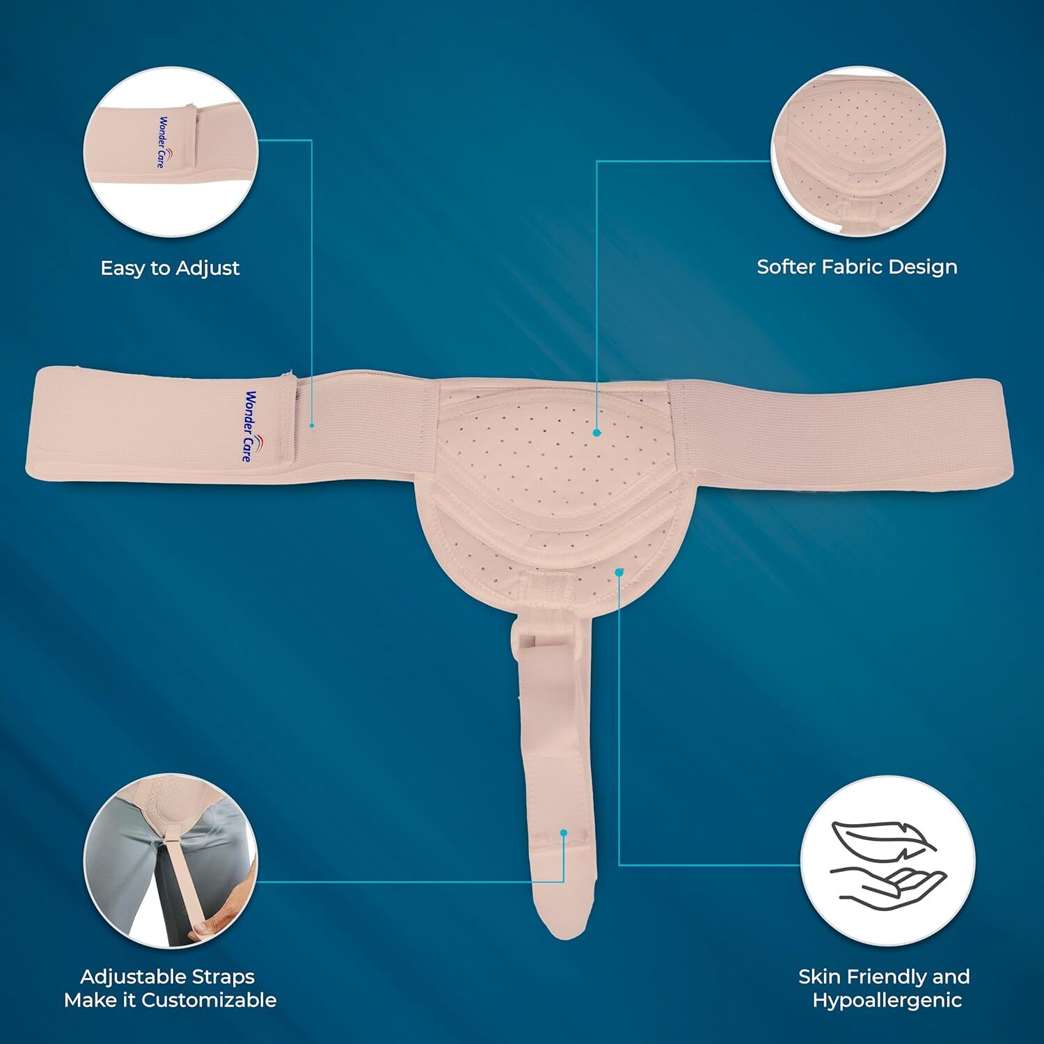 Inguinal Hernia Support Belt Double Truss Pads Special Foam Adjustable Elastic