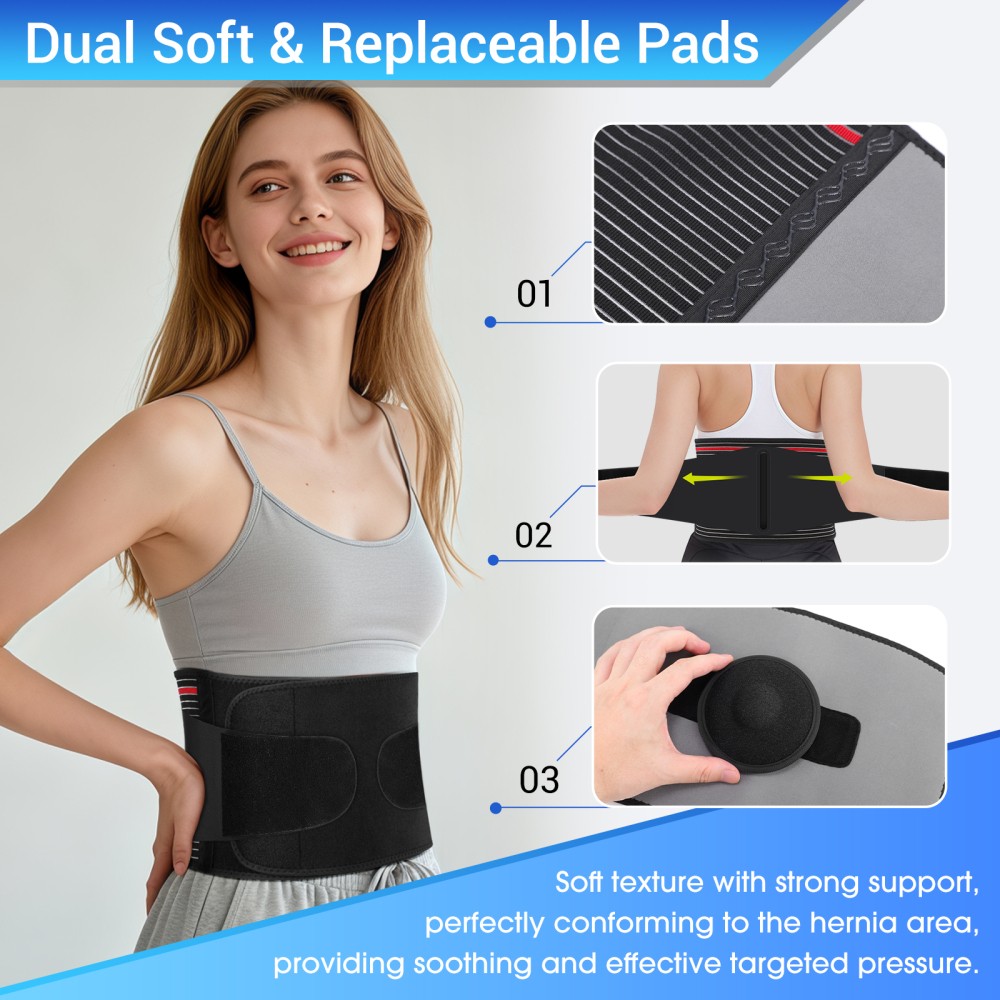 Umbilical Hernia Belt for Men & Women Abdominal Support Binder with Support Pad